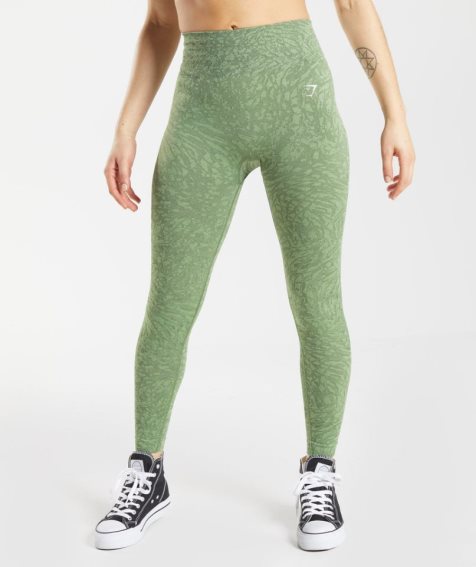 Women's Gymshark Adapt Animal Seamless Leggings Green | CA 75A601